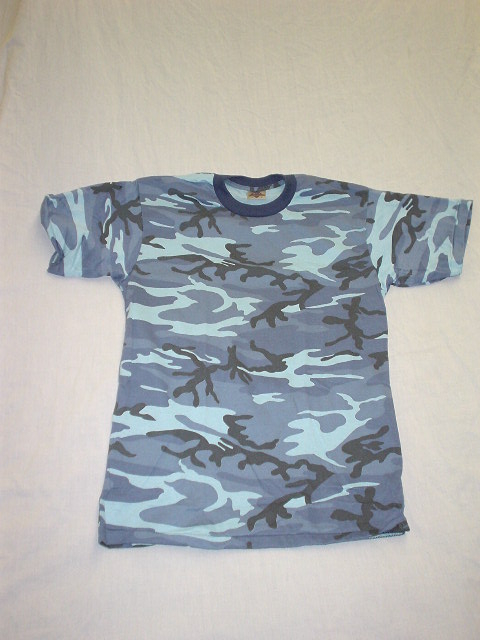 CAMO BLUE MILITARY STYLE T-SHIRT **in sale**