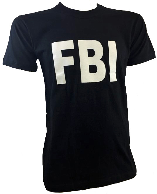Black t-shirt with FBI logo