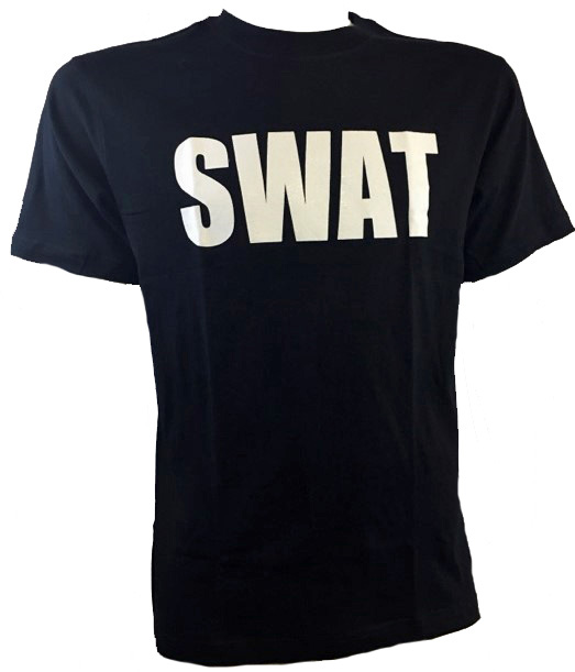 Black t-shirt with SWAT logo