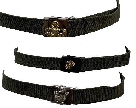 Belt with logo buckle